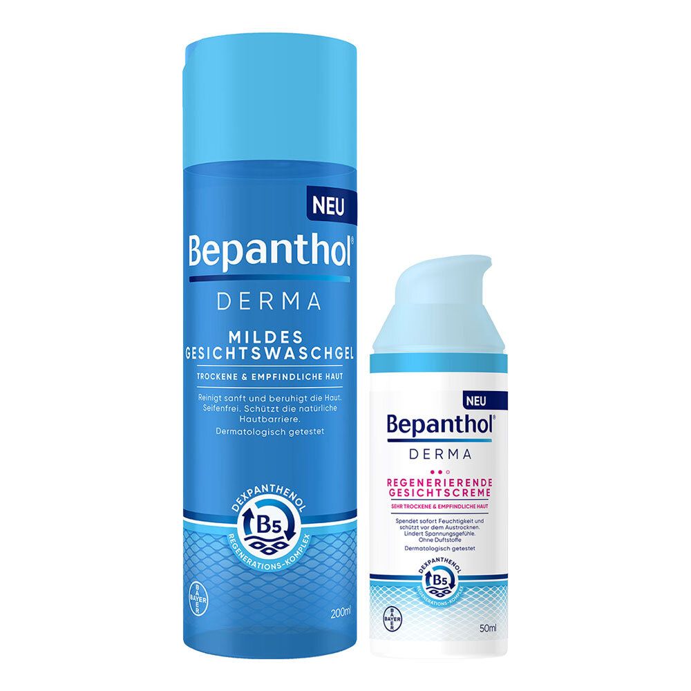 Bepanthol Derma mildes Gesichtswaschgel + regenerierende Gesichtscreme 1 St Set