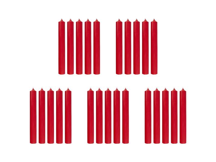 Bougies longues RAINBOW - Lot de 25 18cm Rouge