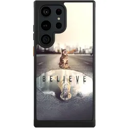 Nivocase Hülle für Samsung Galaxy S23 Ultra Handyhülle NIVOcore Case Schwarz Motivation Tiere Tiger (Samsung Galaxy S23 Ultra), Smartphone Hülle, Schwarz