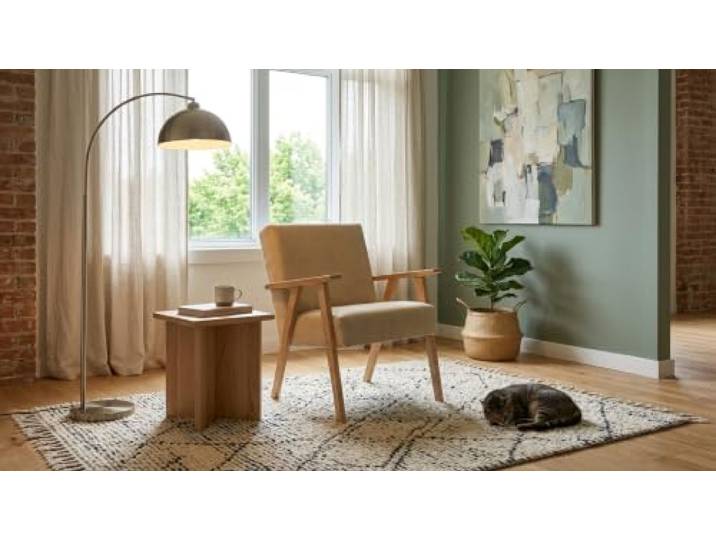 Family Meble Sessel Soler Royal Aura – Retro-Sessel im Vintage-Stil mit Stoff-Bezug – Beige · 2