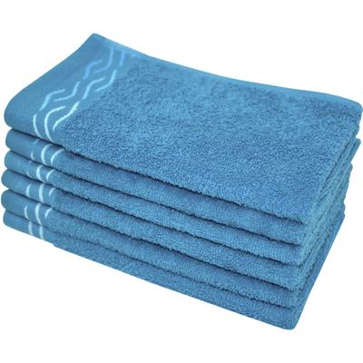 Gaestehandtuecher DYCKHOFF "Wave", blau (petrol), B:30cm L:50cm, Frottier, Baumwolle, Handtücher, mit Jacquard-Bordüre