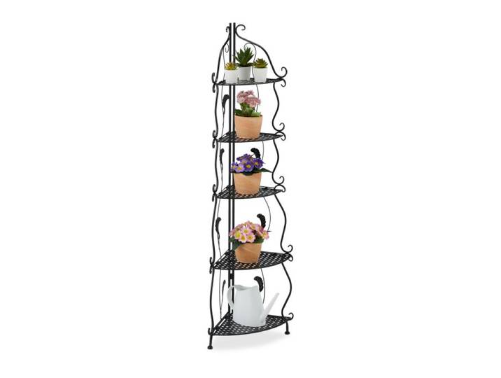 Relaxdays Plantenrek hoek met 5 etages zwart