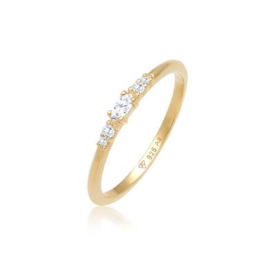 Verlobungsring ELLI "Zirkonia Marquise Elegant Verlobung 925 Silber" Gr. 58, gold, Fingerringe, Damen, 58mm, Silber 925 (Sterlingsilber), Verlobungsring