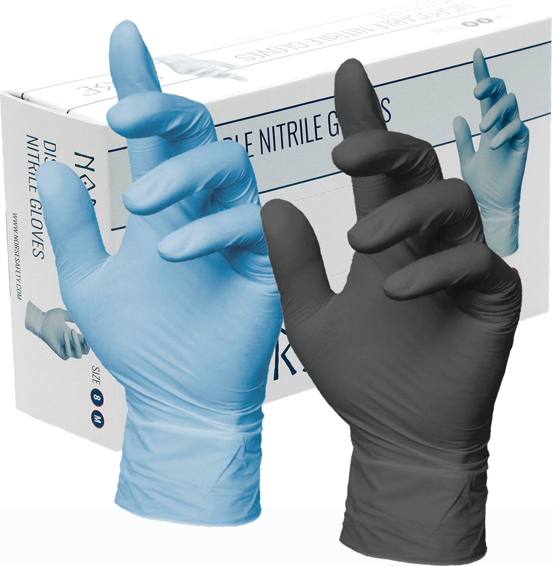 Norse Disposable Nitrile Gloves / Engangshandske (Powder-Free)-Sort-8 / M