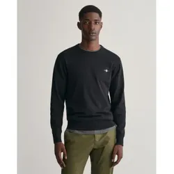 Gant für Herren. 8030561 Klassischer schwarzer Baumwollpullover mit Rundhalsausschnitt (XS), Lässig, Baumwolle