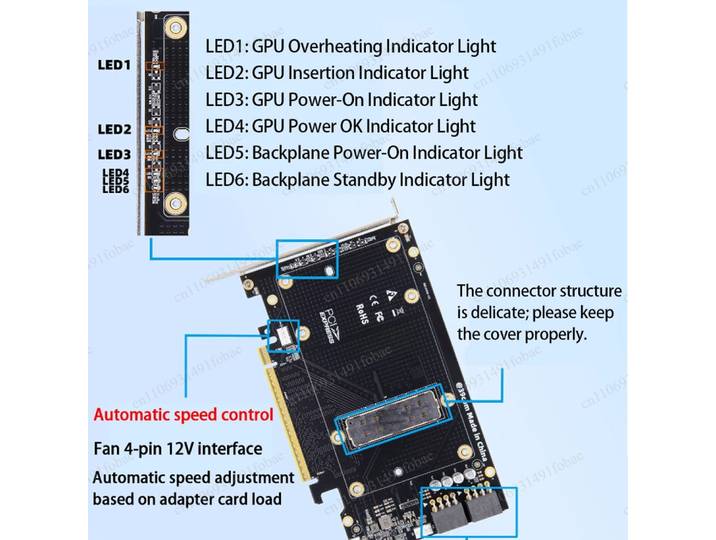 Carte adaptateur SXM2 vers PCIe X16 pour carte graphique Nvidia V100 16 Go/32 Go, contrôle automatique du ventilateur, interface double 8 broches
