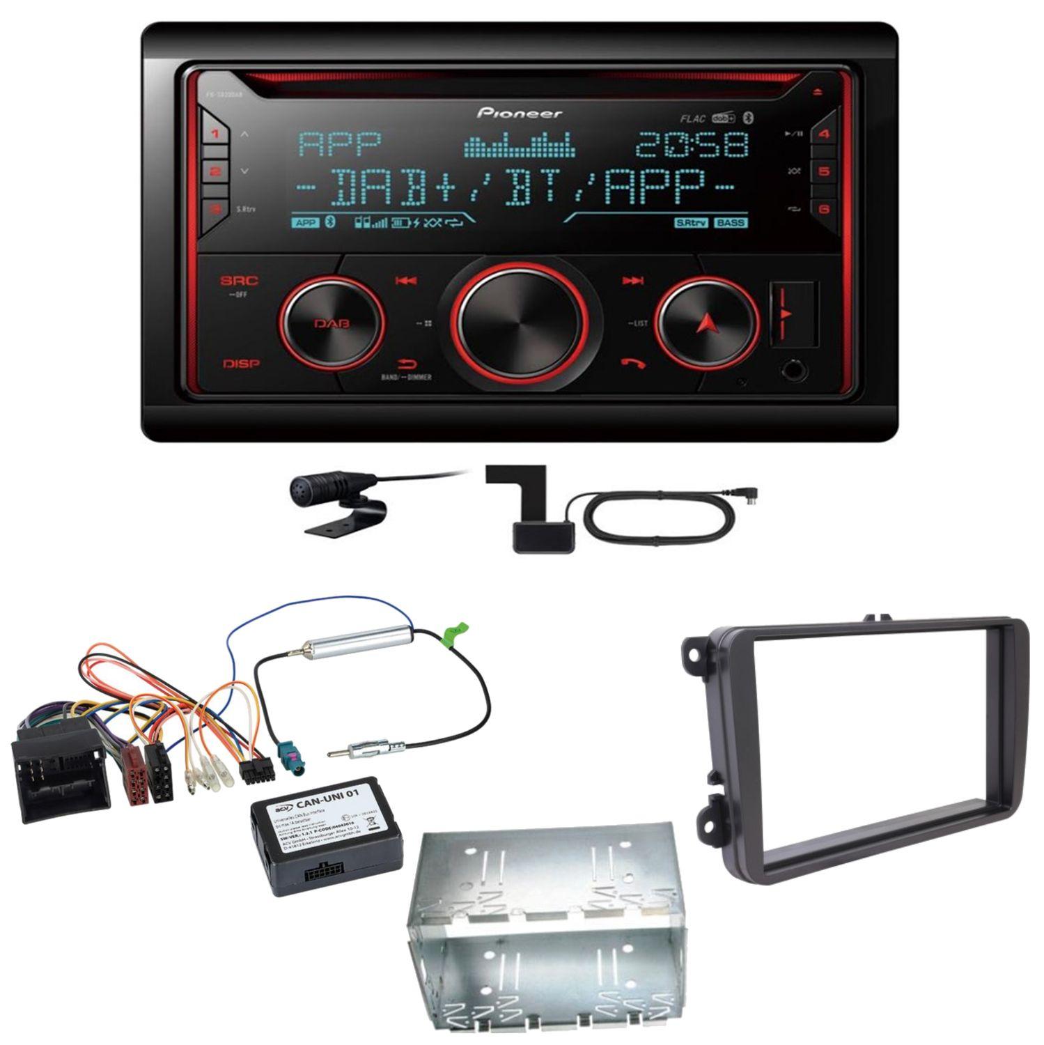 Pioneer FH-S820DAB Digitalradio Bluetooth FLAC Einbauset für T6 Sharan 2 Beetle