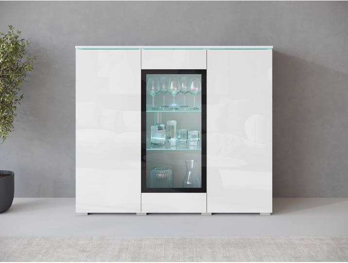 Home affaire Highboard Vera, Highboard mit 4 Türen, 9 Fächern, verglasten Türen