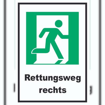 HB-Druck Rettungsweg rechts A0 (841x1189mm) Schild