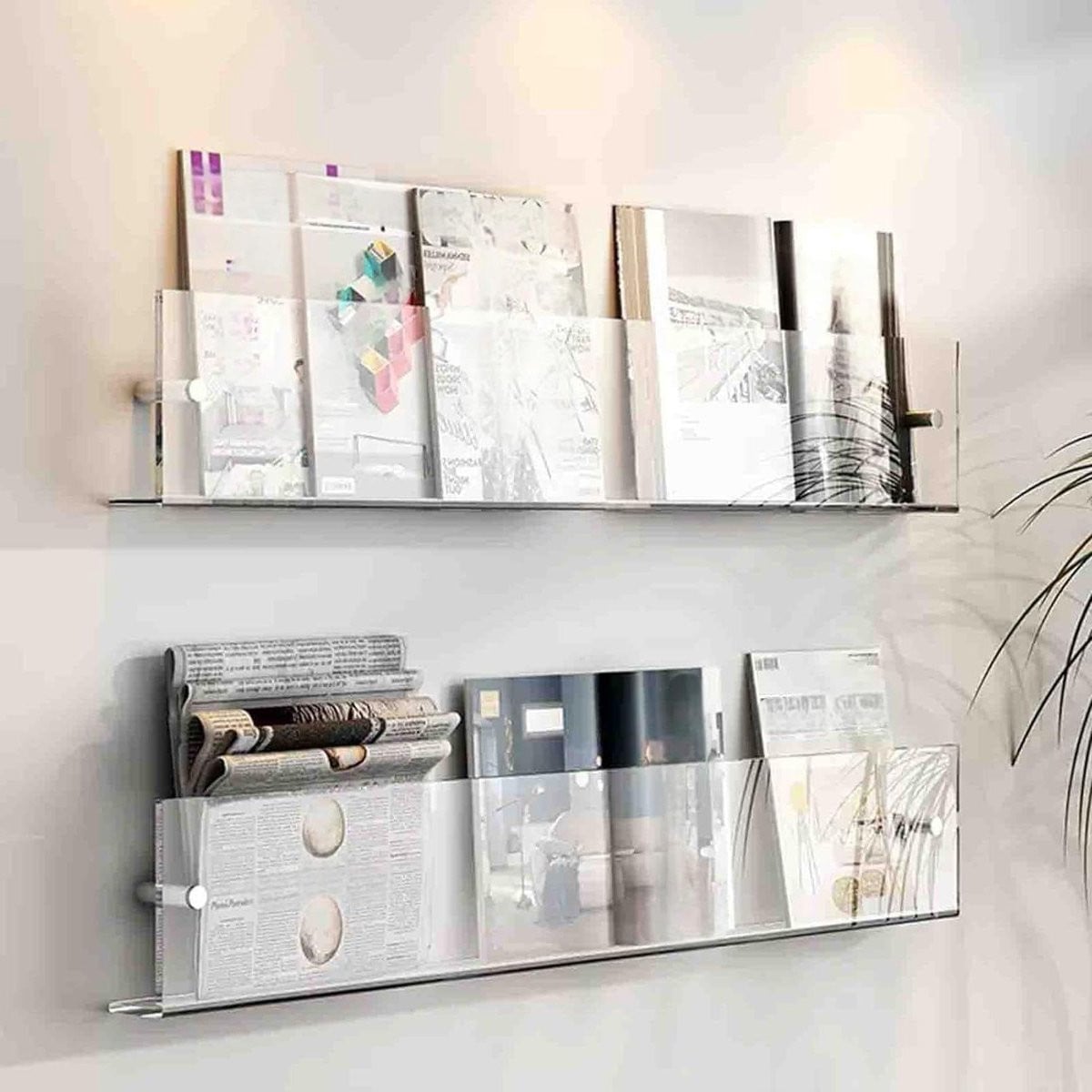 Transparant Tijdschriftenrek van Acryl - Zwevende Wandplank voor Opslag - 50 cm