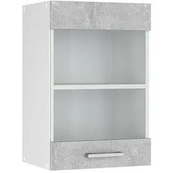 Vicco, Regal, Küchenfront R-Line, Beton, 39.6 x 59 cm Möbelfront für den Hängeglasschrank