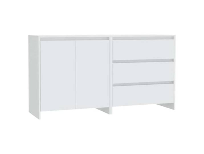 Fisinber 2er Set Sideboard Weiß 70x41x75 cm Kommode Holzwerkstoff Zweitüriger Beistellschrank und Schubladenschrank für Wohnzimmer oder Flur mit stabiler Ablagefläche.