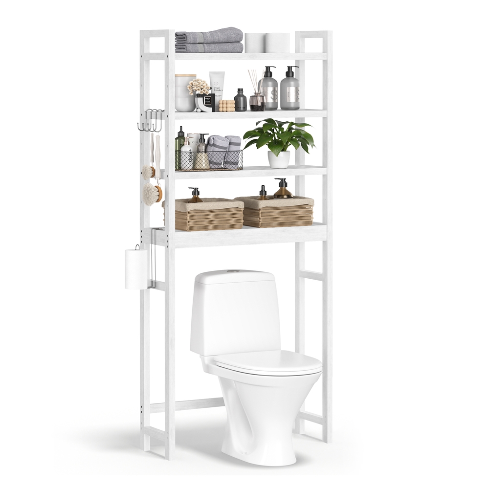 SONGMICS Toilettenregal mit verstellbaren Ablagen wolkenweiß B34BTS041W01