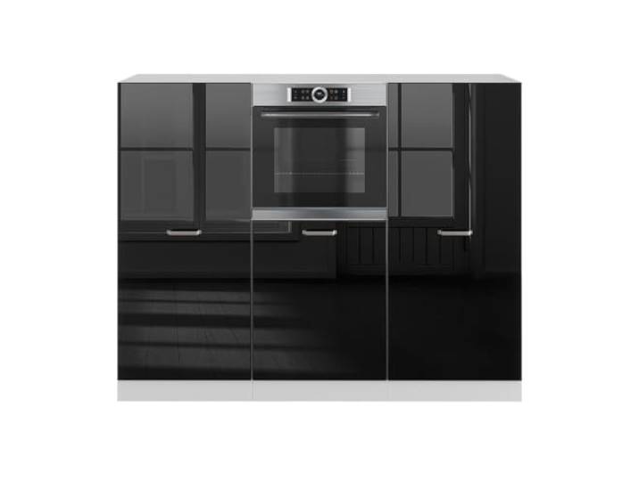 Vicco Einbauküche R-Line, Schwarz Hochglanz/Weiß, 180 cm