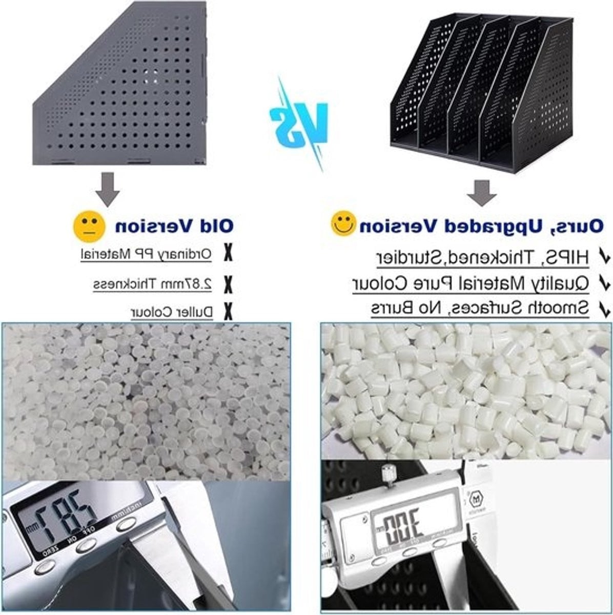 Opvouwbare tijdschriftenhouder met 4 compartimenten - Plastic organizer voor op je bureau