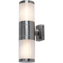 Wand Strahler Edelstahl Leuchte Garten Beleuchtung Außen UP DOWN Lampe weiß im Set inkl. LED Leuchtmittel