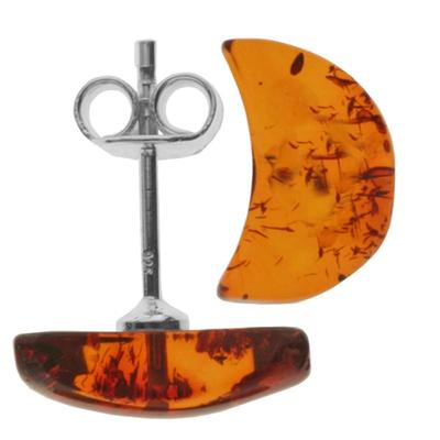 Paar Ohrstecker OSTSEE-SCHMUCK "- Halbmond - Silber 925/000 - Bernstein" Gr. 11, silber (silber 925, silberfarben, weiß), Ohrringe, Damen, 11, Silber 925 (Sterlingsilber)