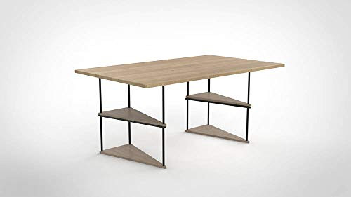 Nordlinger Unikk Bijzettafeltje - Natuurlijk Hout en Zwart Metaal - B/D/H: 36,5 x 36,5 x 73 cm