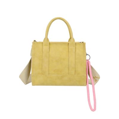 Henkeltasche FRITZI AUS PREUSSEN "Fritzi SquareN", Damen, Gr. B/H/T: 11cm x 26cm x 21cm, gelb, Lederimitat, unifarben, Taschen, mit abnehmbarem Schlüsselband