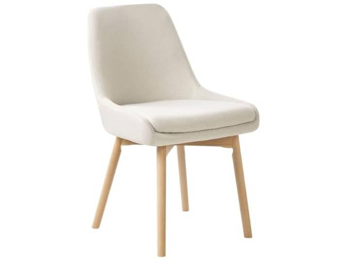 Beliani Esszimmerstuhl 2er Set Stoffbezug Creme weiß helle Holzbeine Sitzkissen Melfort