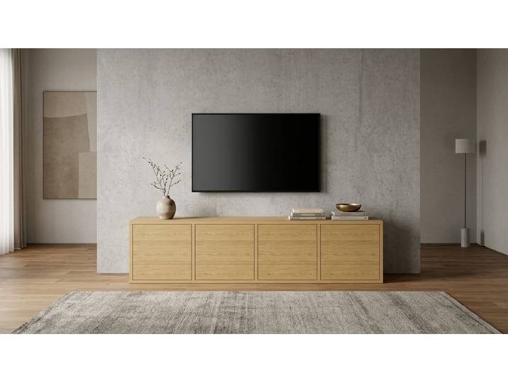 Langes Lowboard aus Holz Eiche Natur geölt