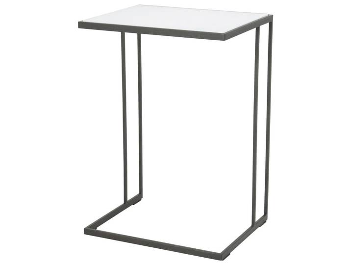 Johann Jakob Beistelltisch, Anthrazit, Weiss, Glas, rechteckig, eckig, U-Form, 38x68x47 cm, Wohnzimmer, Wohnzimmertische, Beistelltisch, Beistelltisch Glas