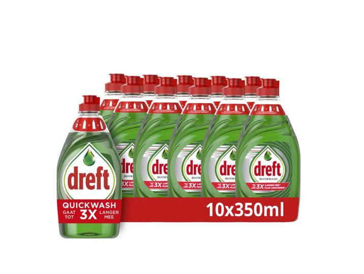 Dreft Platinum Quickwash Vloeibaar Afwasmiddel - Original - Voordeelverpakking 10 x 350 ml