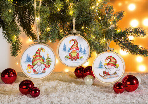 Miniatur-Stickbilder "Wichtelwelt", Ø 10 cm, 3er-Set