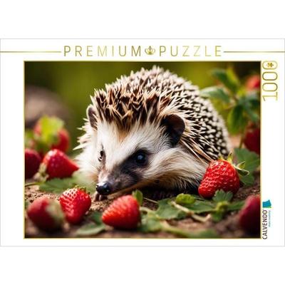 CALVENDO Puzzle Igelchen im Erdbeerfeld | 1000 Teile Lege-Größe 64x48cm Foto-Puzzle für glückliche Stunden