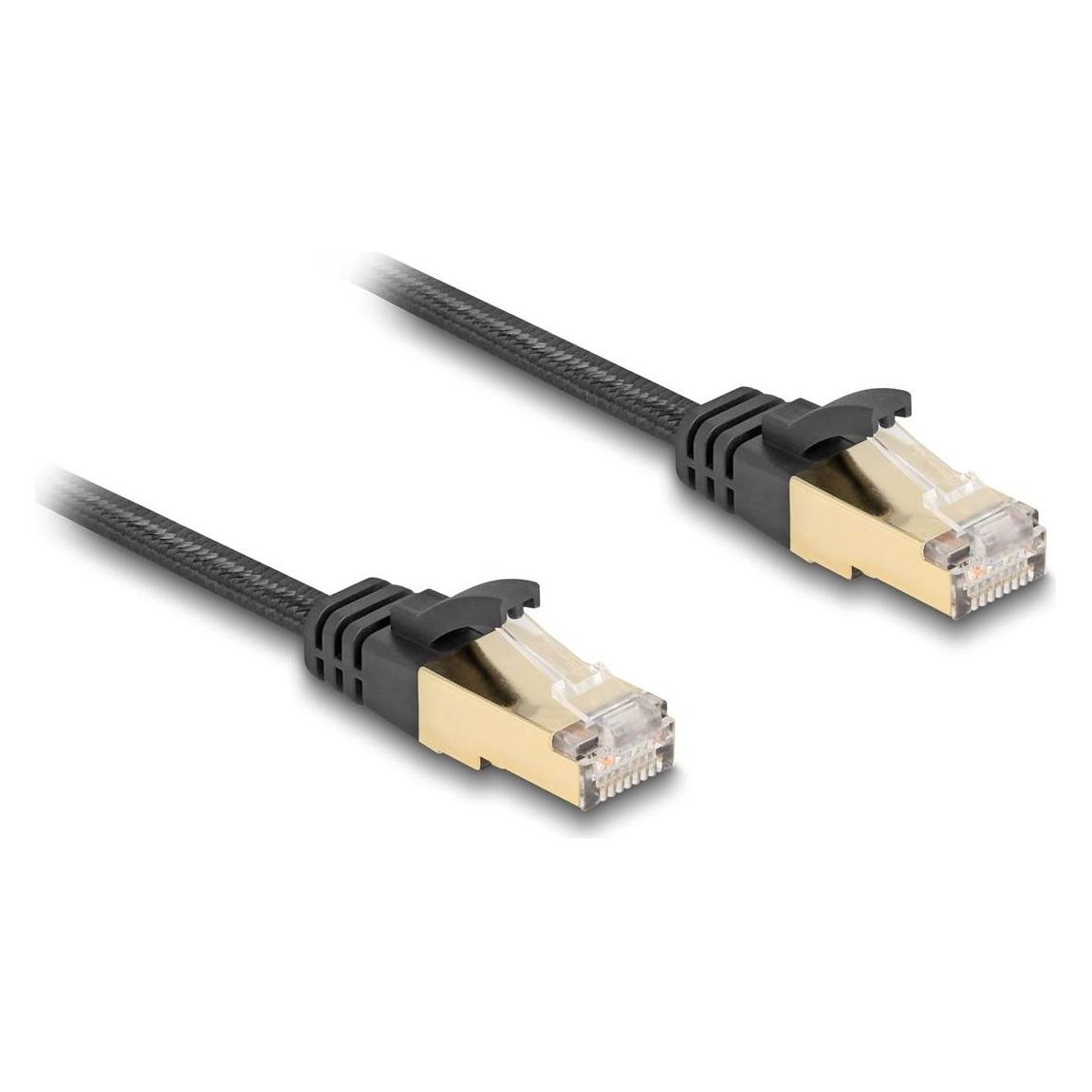 Delock RJ45 Flachband Netzwerkkabel mit Geflechtmantel Cat.6 (S/FTP, CAT6a, 1 m) (80325)