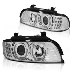 LED 3D Angel Eyes Scheinwerfer passend für BMW 5er E39 95-03 chrom