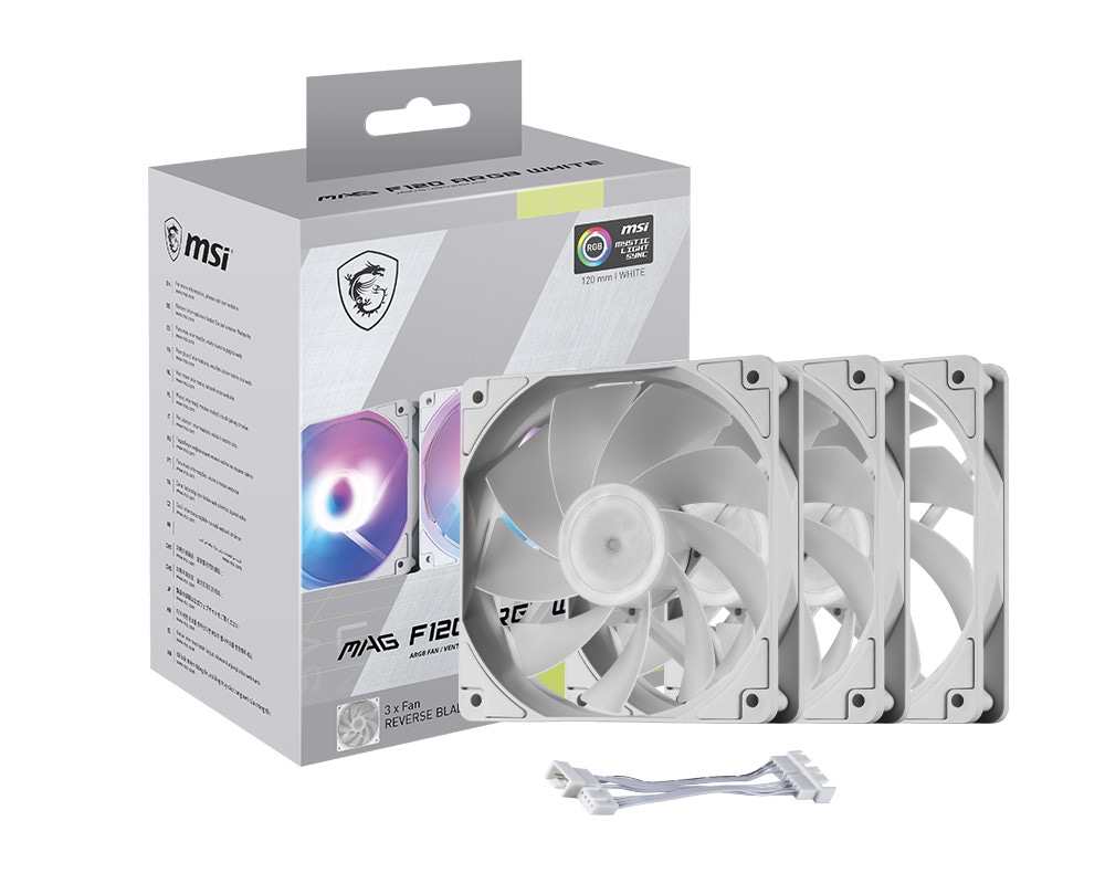 MSI MAG F120 ARGB Reverse 120mm Lüfter weiß 3er Pack OE3-7G26F02-HH9