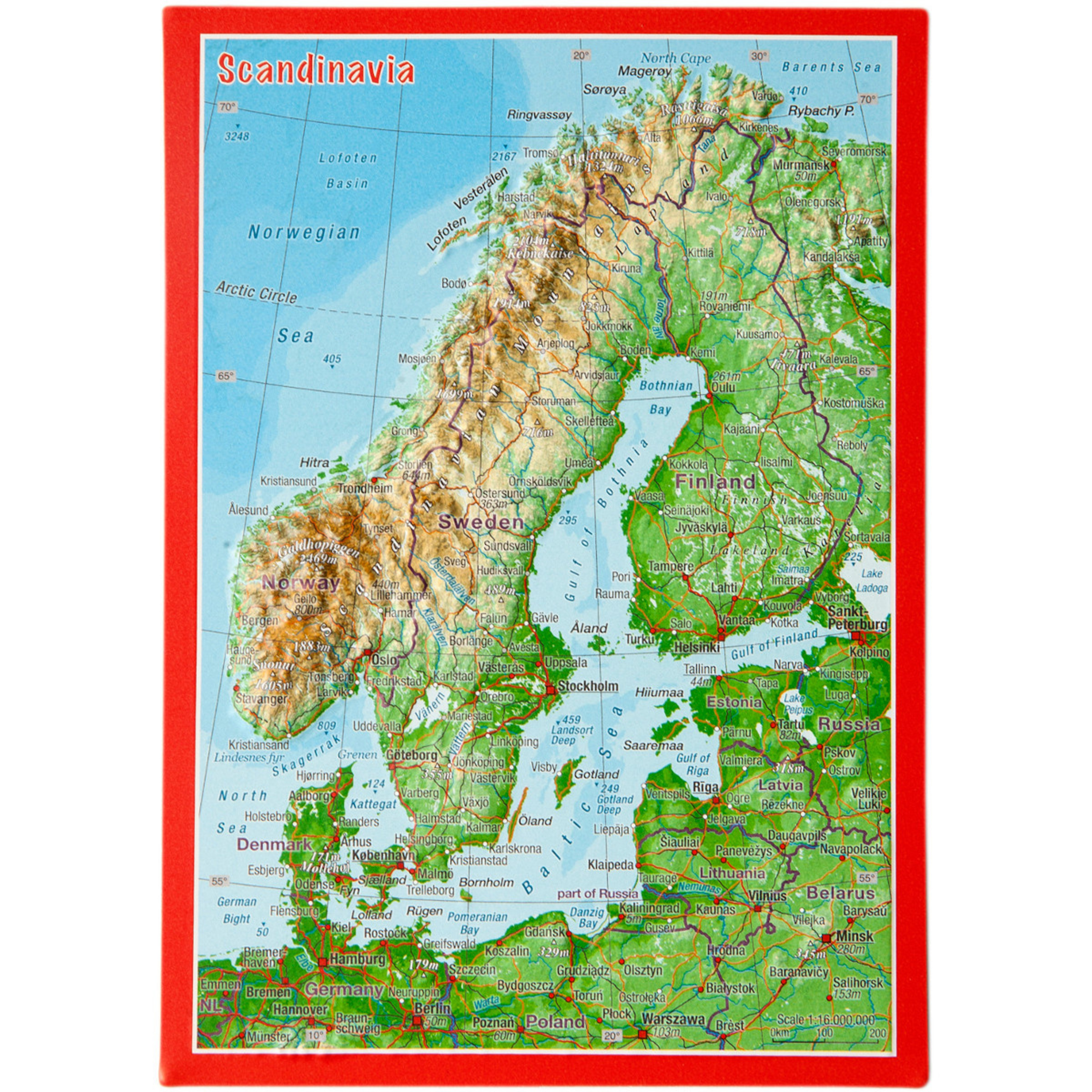 Georelief 3D Reliefpostkarte Skandinavien Postkarten