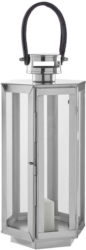 Fairmont Park Francesca H Glass Tabletop Lantern Holder with Candle Included Silver 50 cm H x 19 cm W x 19 cm D