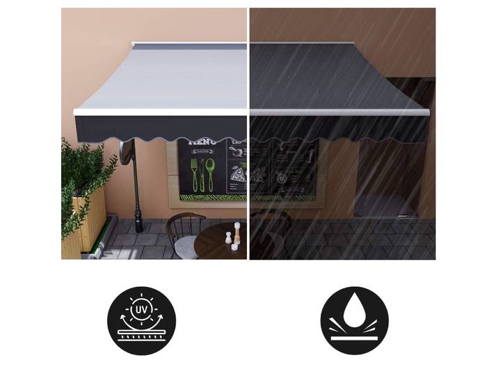 Auvent à bras articulé manuel, tente à baldaquin réglable, 300 x 250 cm, UV50 +, imperméable pour patios extérieurs, balcons