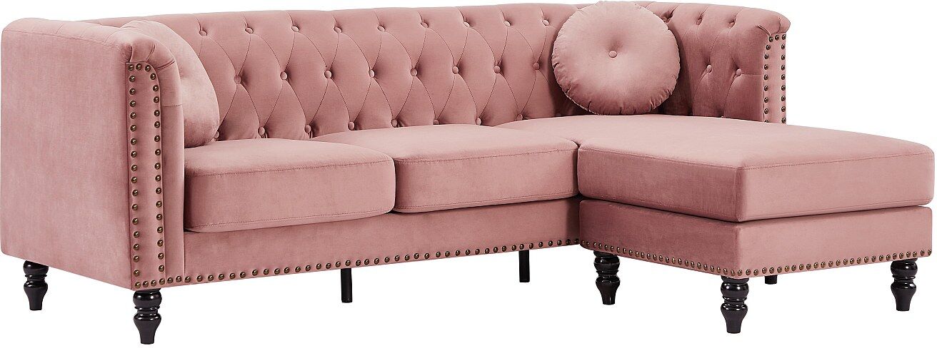 Vente-unique Ecksofa - Ecke wechselbar - Samt - Altrosa - TURNER