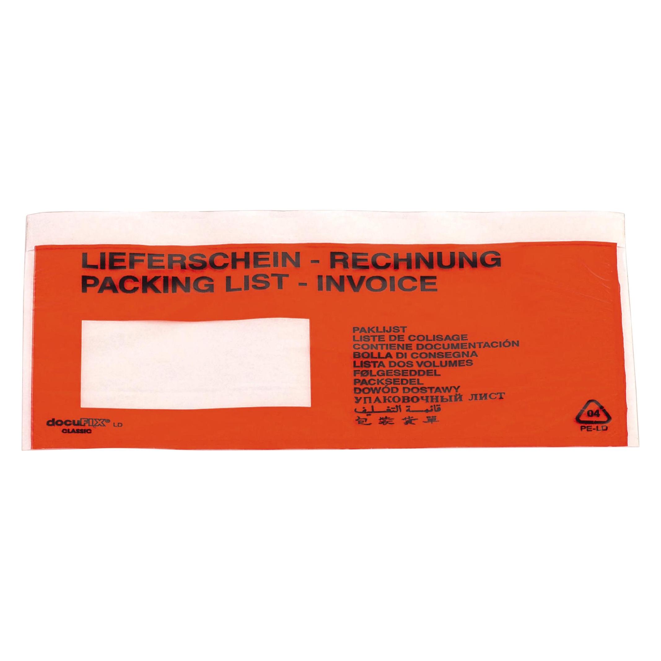 Dokumententasche Lieferschein-Rechnung/mehrsprachig DIN C6 175 x 140 mm (B x H) LDPE, recycelt 250 (C6, 250 Stk.) (1554043)