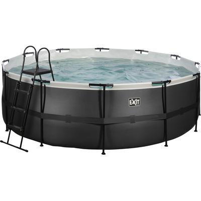 Framepool EXIT "inkl. Sicherheitsleiter", schwarz, H:122cm Ø:427cm, Schwimmbecken, ØxH: 427x122 cm, mit Kartuschenfilteranlage & Filterkartusche