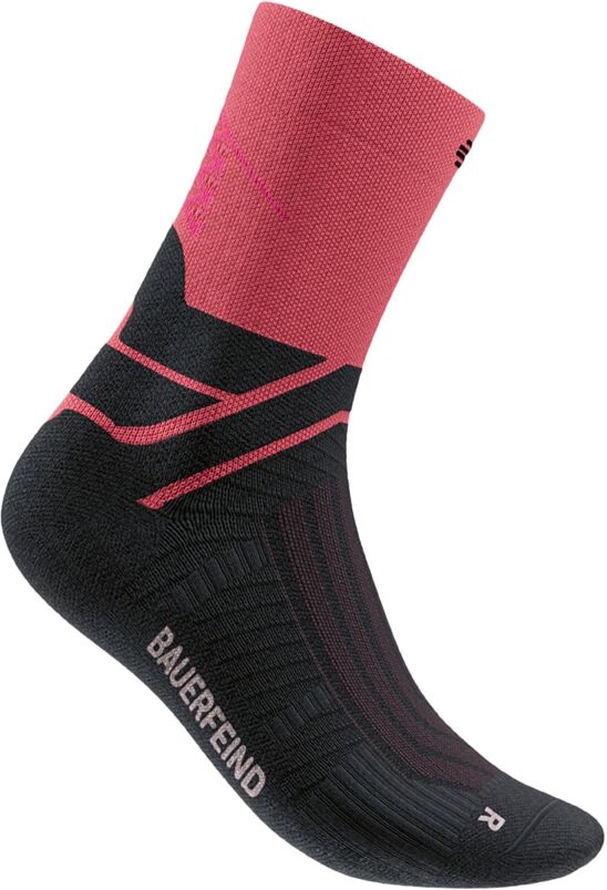 Sportsocken BAUERFEIND "RUN PERFORMANCE MID CUT SOCKS", Damen, Gr. 35-38, Sockengrösse, pink (coral), Obermaterial: 90% Polyamid, 10% Elasthan, Socken Sportsocken, atmungsaktives High-Performance-Gestrick coral 35-38, Sockengrösse