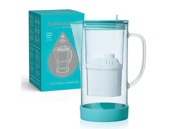 Wasserfilterkanne Glas 1.4 L Mit Magnesium + Alkalische Filterkanne Trinkwasser BPA Frei + Filtert Leitungswasser + Ionisiert Und Wasserstoff Technologie + Für Haushalt Und Küche + Made In Europe