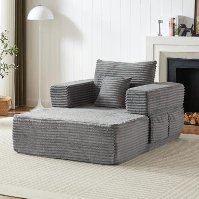 Loedds 45.6-inch 1-Seat Modular Modern Corduroy Sofa with Convertible Design and Storage for Living Room