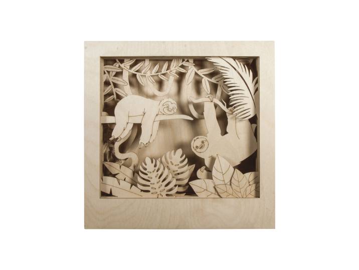 Rayher Holzbaus 3D-Motiv Faultier 24 × 24 × 6.5 cm 11 Teile
