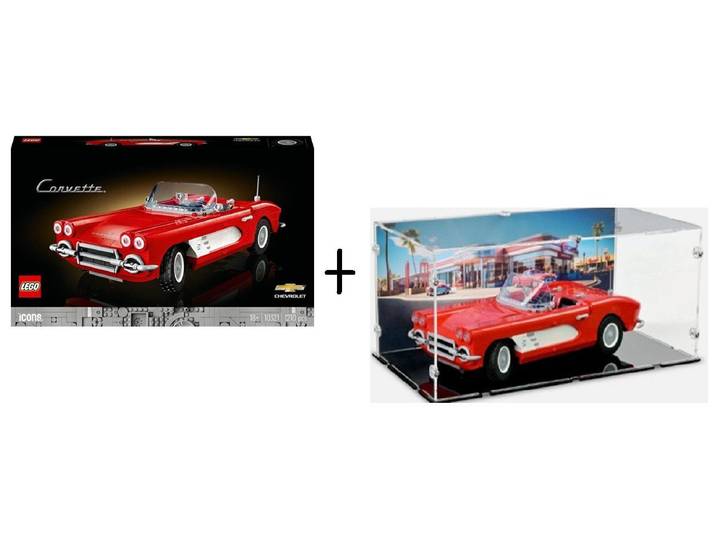 LEGO Icons Corvette (10321) inkl. Acryl Vitrine für Lego 10321 Chevrolet Corvette Spielbausteine