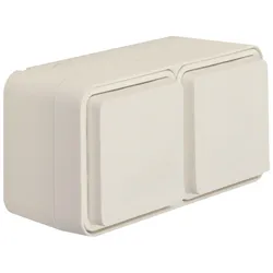 Hager WNC162B Steckd. SCHUKO AP 2f. waager. m. Klappd. erh. BS, 2 Leitungseinf.,W.1 IP55,weiß
