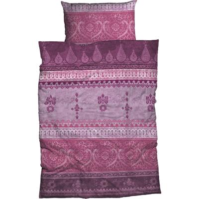 Bettwäsche CASATEX "Indi", lila (winterberry), B/L: 155cm x 220cm, 1 Stk., 1 Stk., Biber, B/L: 40cm x 80cm, 2 Stk., Biber, Obermaterial: 100% Baumwolle, Bettwäsche, Bettwäsche, romantisch, orientalisch, weich und gemütlich