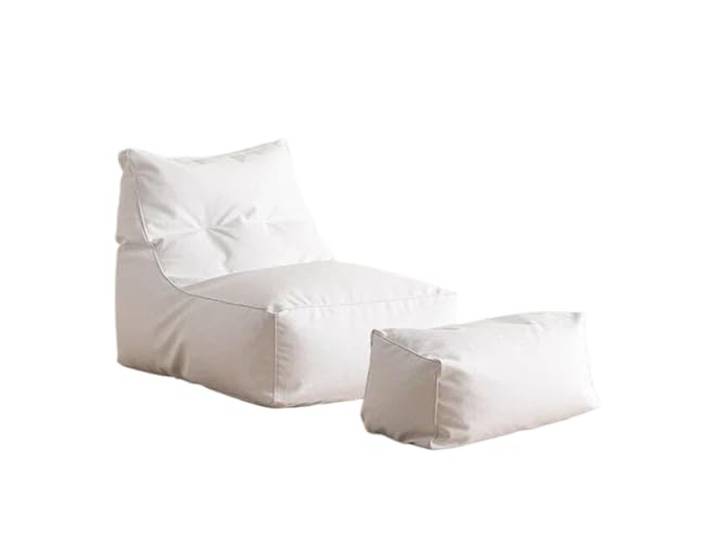 Xumh2024-3 Sitzsack Sitzsack-Stuhl mit osmanischem, kleinem Bodensofa for Leseecke, Gaming-Lounge(Weiß)