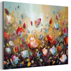 METALLBILD Blumen - Kunst - Natur - Ölgemälde 40x30 cm