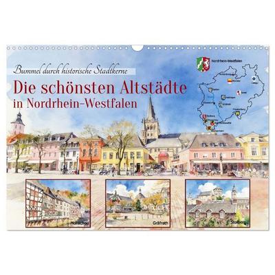 Die schönsten Altstädte in Nordrhein-Westfalen (Wandkalender 2027 DIN A3 quer), CALVENDO Monatskalender
