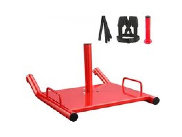 VEVOR Traineau de Puissance Traction, Luge de Force pour Fitness, Équipement d'Entraînement en Acier pour Exercices Athlétiques et Amélioration de la Vitesse, pour Plaque de Poids de 5 cm, Rouge