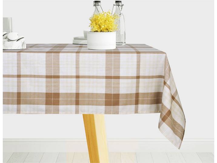 Tischdecke GOODPRODUCT Candise Gr. 2, beige, B:170cm L:130cm, Polyester, Tischdecken, Tischdecke, verschiedene Grössen, Tischdecke, Überwurf, Tischdeko, Karomuster